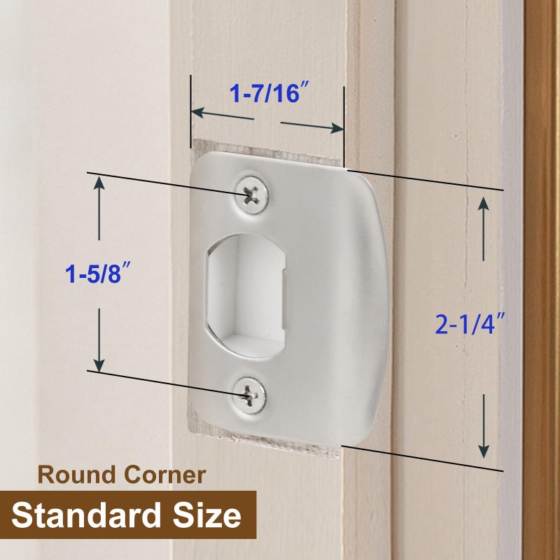 MOSECYOU Standard Door Lock Strike Plate with Spacer Shim, Door Latch Restorer, Universal Security Striker, Repair Kits to Fix Door Wont Latch in (Satin Nickel) - Image 2